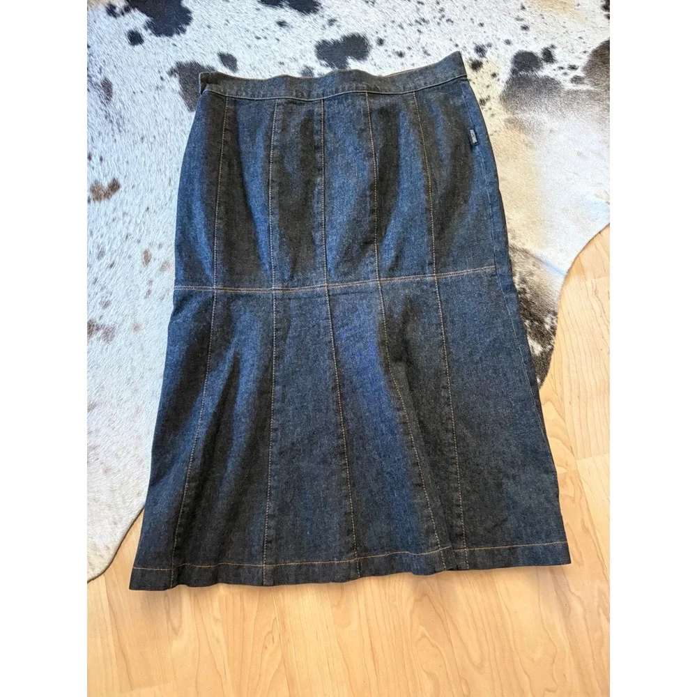 MOSCHINO Denim Y2K Midi‎ Jean Skirt Size 8